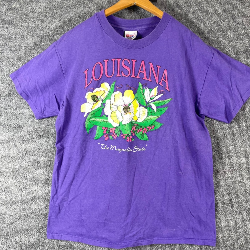 Hanes Purple Louisiana Magnolia Graphic Tee